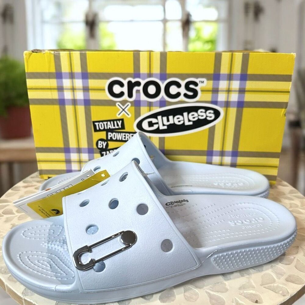 New Crocs x Clueless "The Tai" Slide – Mineral Blue – Women’s 10 / Men’s 8 – Box